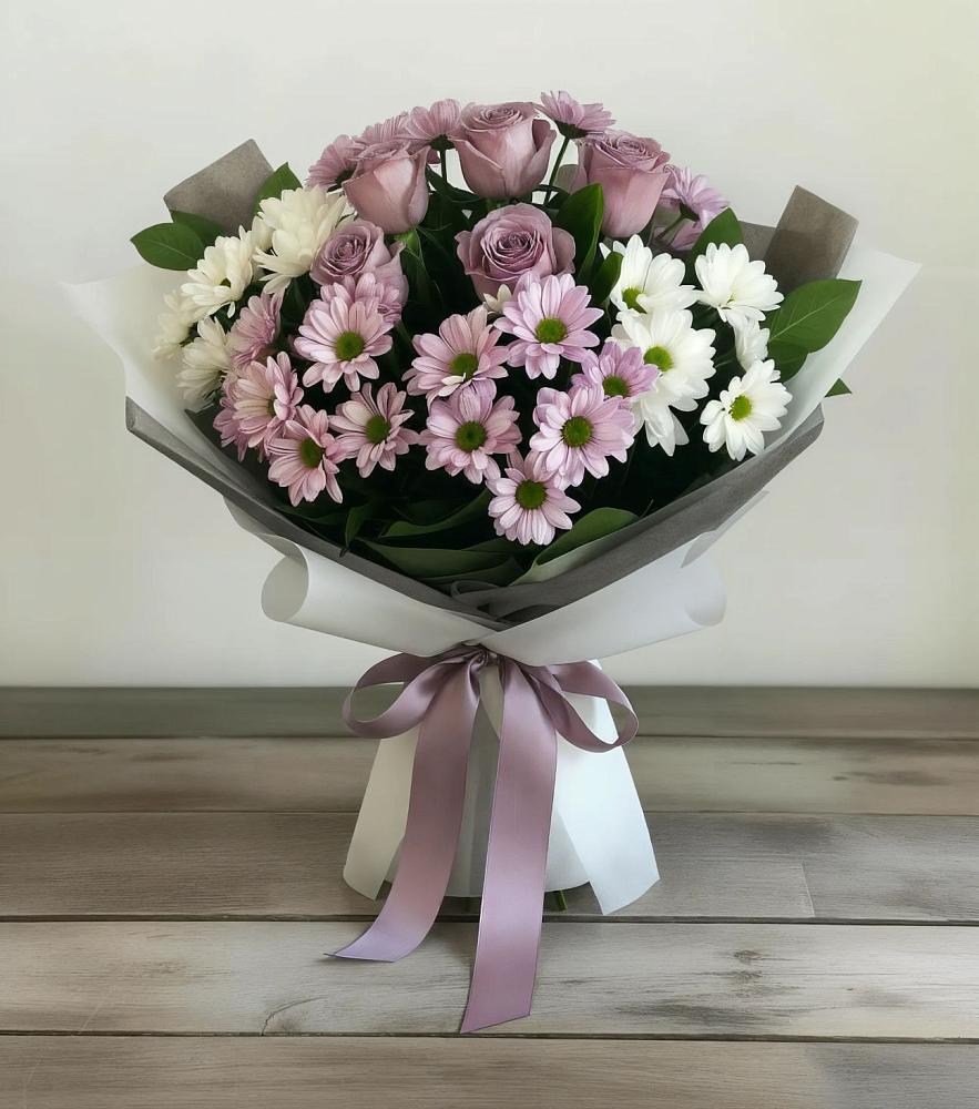 Букет цветов из: Хризантемы и Розы в Сарманово