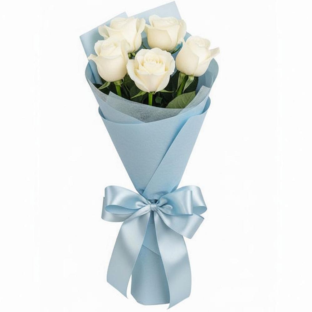 Букет 5 Белых роз Проуд в Сарманово