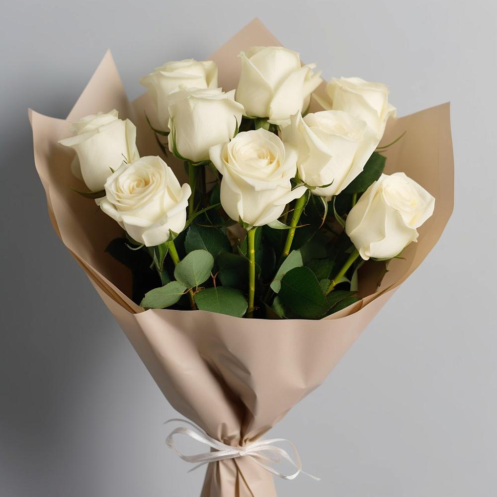 Букет 9 Белых роз Эдлесс Лав в Сарманово