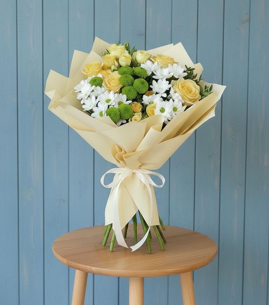 Букет цветов из: Хризантемы и Розы в Сарманово