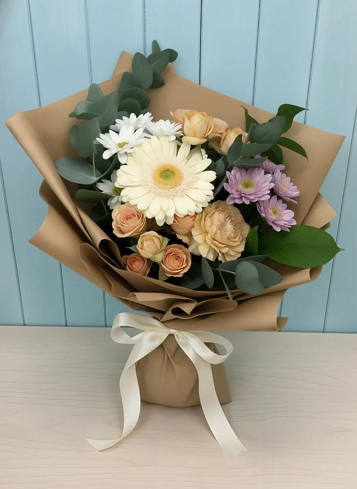 Букет цветов из: Герберы и Хризантемы в Сарманово