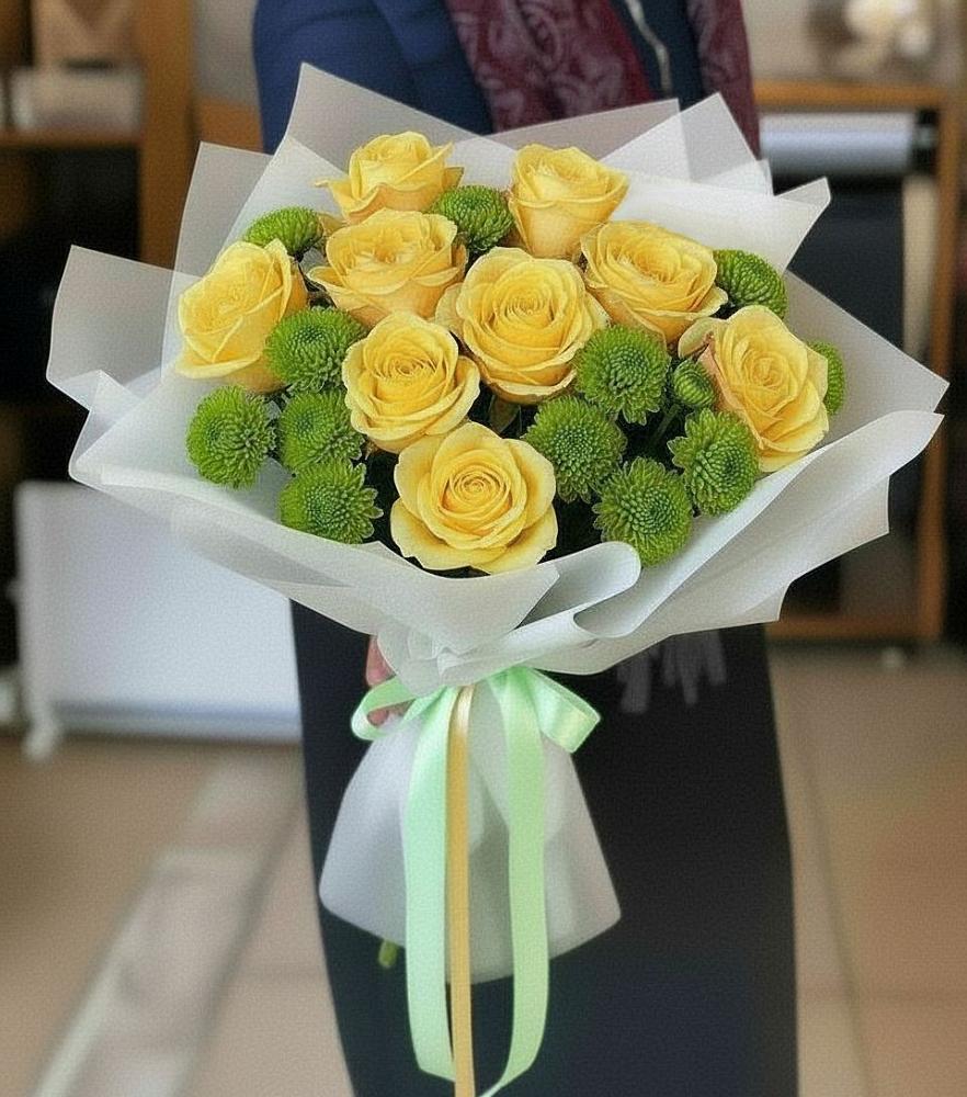 Букет цветов из: Хризантемы и Розы в Сарманово