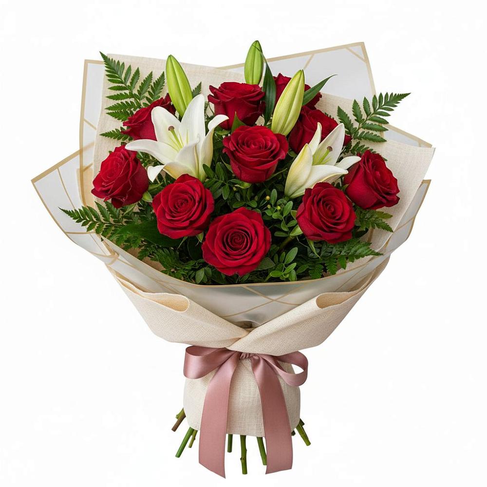 Букет цветов из: Лилии и Розы в Сарманово