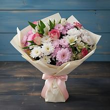 Букет цветов из:  Хризантемы, Альстромерии и Розы в Сарманово