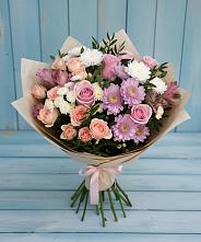 Букет цветов из:  Хризантемы, Розы и Альстромерии в Сарманово