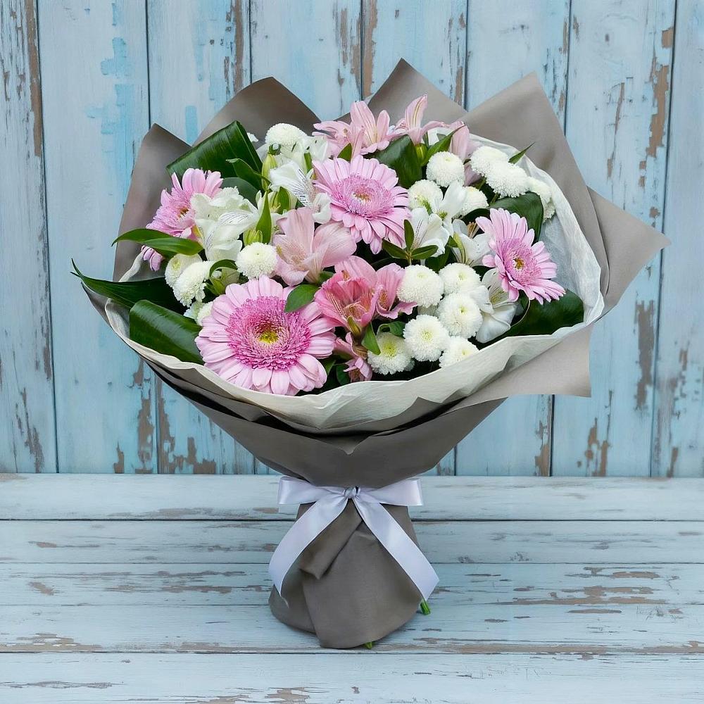 Букет цветов из: Герберы, Альстромерии и Хризантемы в Сарманово