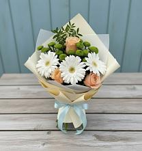 Букет цветов из:  Герберы, Розы и Хризантемы в Сарманово