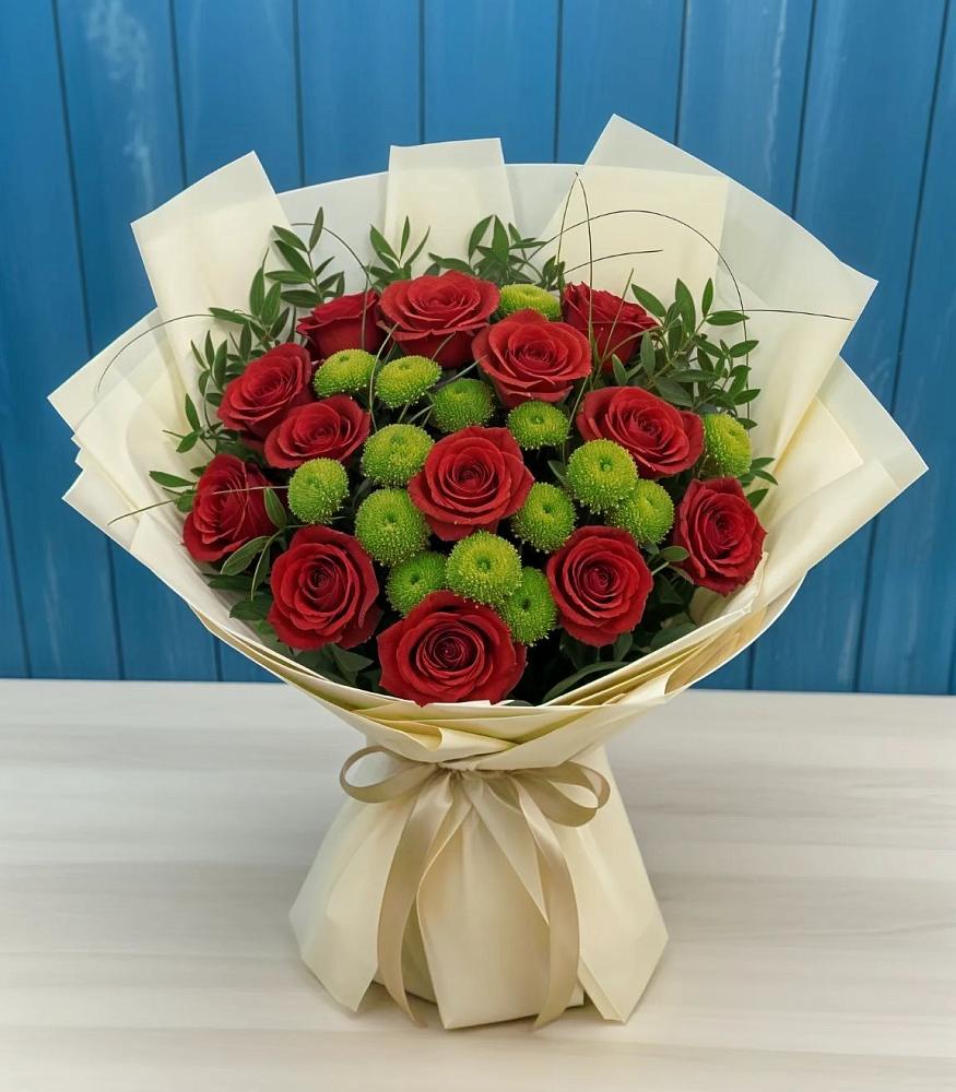 Букет цветов из: Розы и Хризантемы в Сарманово