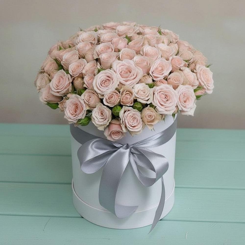 Цветочная композиция из Розы в шляпной коробке в Сарманово